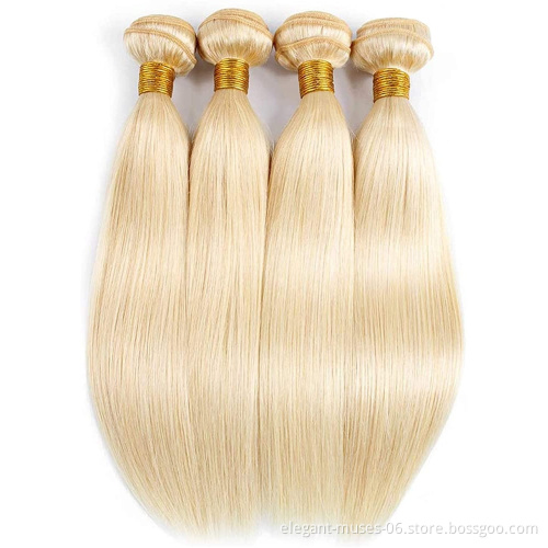 Good Quality 613 Blonde Cuticle Aligned Human Hair 613 Virgin Hair Bundles With Closure